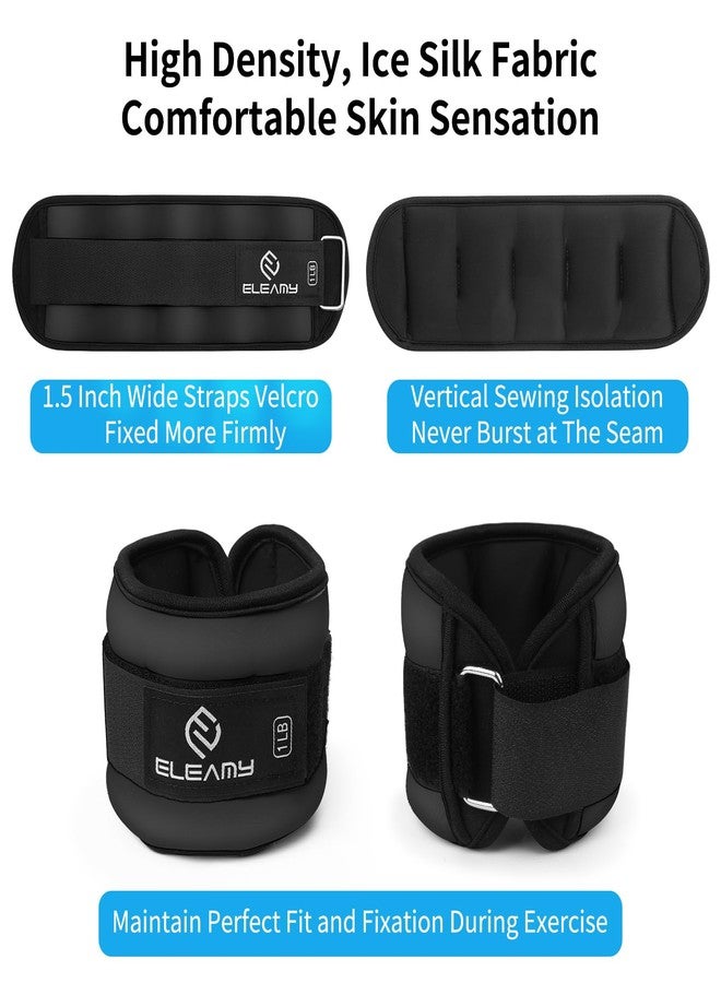ELEAMY Ankle Weights for Women & Men - 0.5lb/1lb/2lb/3lb Pairs for Walking, Running, Yoga, Fitness - Premium Ice Silk Fabric - Comfortable, Durable & Tear Resistant - Black (0.5lb*2) - Image 3