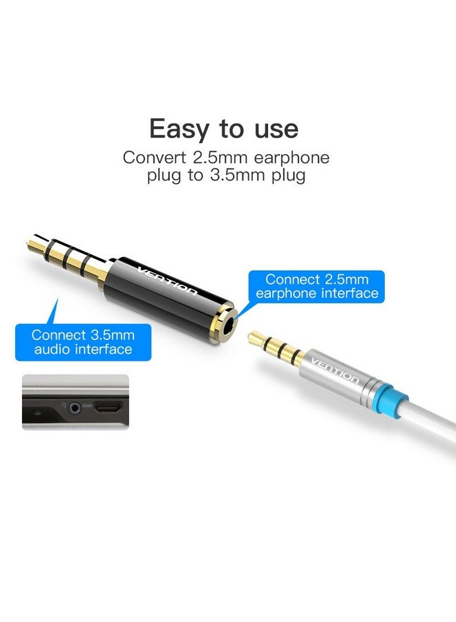 VENTION محول صوت 3.5 مم ذكر إلى 2.5 مم أنثى (عبوة 2) موصل جاك صوت 2.5 مم أنثى إلى 3.5 مم ذكر مطلي بالذهب ستيريو مونو مقبس مساعد لسماعة الرأس سماعة الأذن مكبر الصوت - Image 3