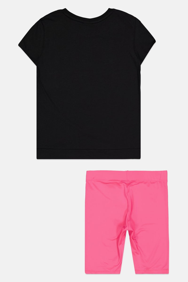 PUMA Kid Girl 2 Pieces Graphic Print Top And Bottom Set, Black/Pink - Image 2