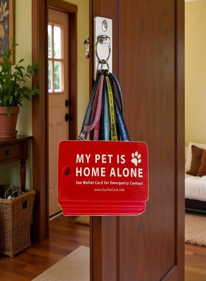 WLngtv 1Pc Red Pets are Home Alone Alert Key Tags Keychain Contact Writable Pet Wallet Key Keychain - Image 3