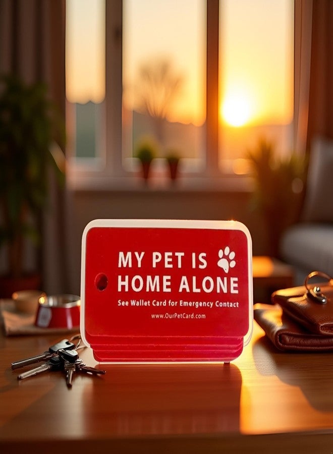 WLngtv 1Pc Red Pets are Home Alone Alert Key Tags Keychain Contact Writable Pet Wallet Key Keychain - Image 4