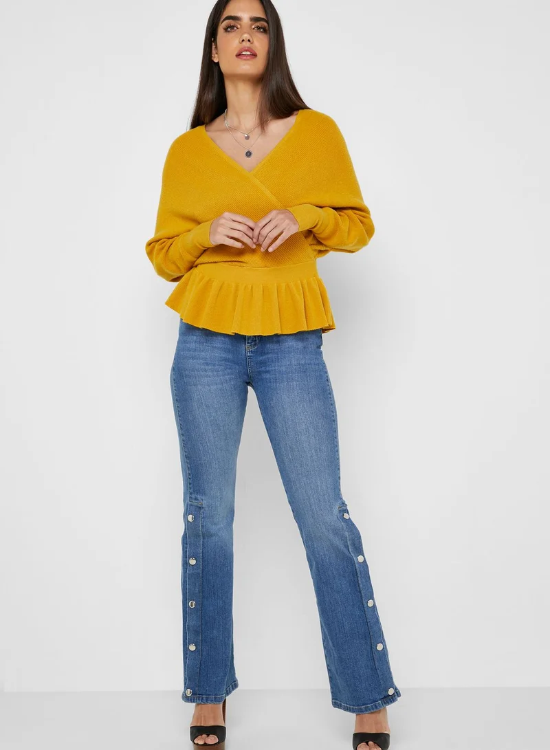 ELLA Wrap Front Peplum Sweater