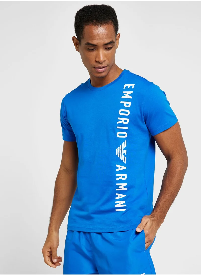 EMPORIO ARMANI Text Print Crew Neck T-Shirt