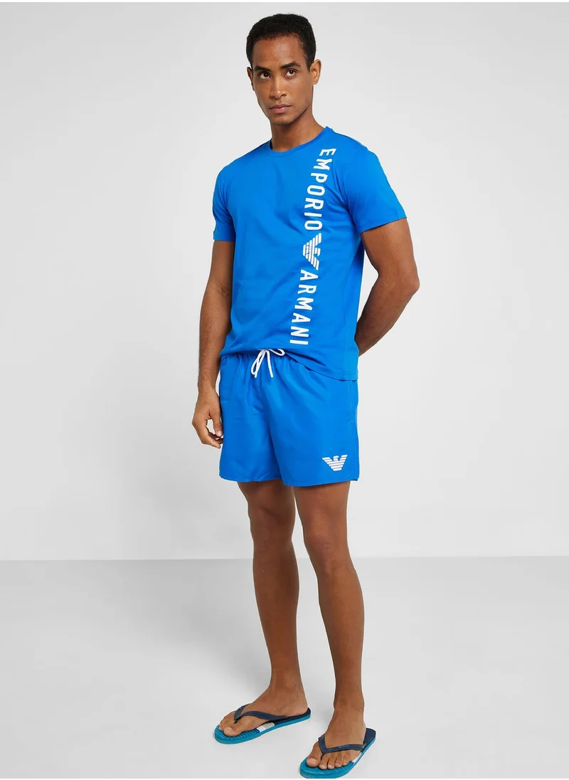EMPORIO ARMANI Text Print Crew Neck T-Shirt