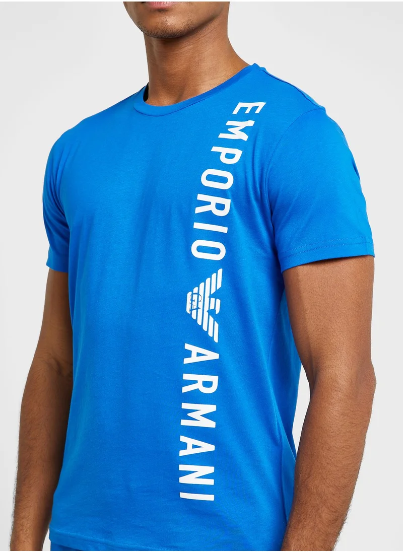 EMPORIO ARMANI Text Print Crew Neck T-Shirt