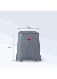 NAYASA Nayasa Cane Plastic Stool Medium | Plastic Stool for Sitting at Home & Office | Anti Skid, Light Weight & Stackable | Durable & Surdy Stool for Perfect Posture | Grey  - Image 3