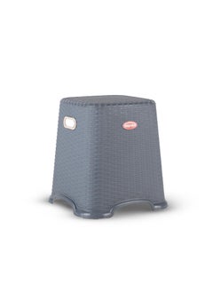 NAYASA Nayasa Cane Plastic Stool Medium | Plastic Stool for Sitting at Home & Office | Anti Skid, Light Weight & Stackable | Durable & Surdy Stool for Perfect Posture | Grey  - Image 1