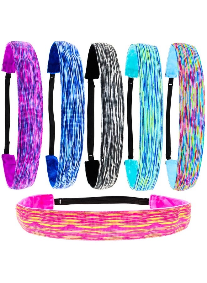 FROG SAC 6 Tie Dye Headbands For Girls, Adjustable No Slip Hair Bands For Kids, Stretch Elastic Sport Headband Hair Accessories For Teens, Cute Athletic Head Band Pack For Women 