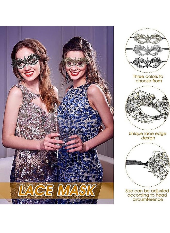 Generic - 3 Pcs Adult Masquerade Mask, Mysterious Fun Lace Masks, Women Man Lace Headpiece - Image 1
