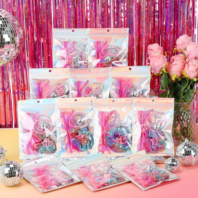 Landical 96 Pcs/ 12 Sets Kpop Party Favors Popular Singer Gifts Friendship Bracelets Scrunchies Heart Sunglasses Disco Ball Necklaces Hair Clips Bags for Y2k Kpop Fans Women Birthday(Pink) - Image 4