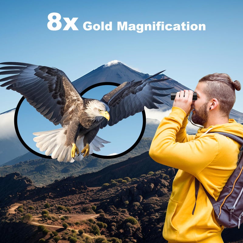 USCAMEL Binoculars for Adults and Kids 8Ã—21 High Powered Compact Binoculars BAK4 Prism Easy Focus - for Bird Watching, Outdoor Use, Hunting, Travel (Black) - Image 4