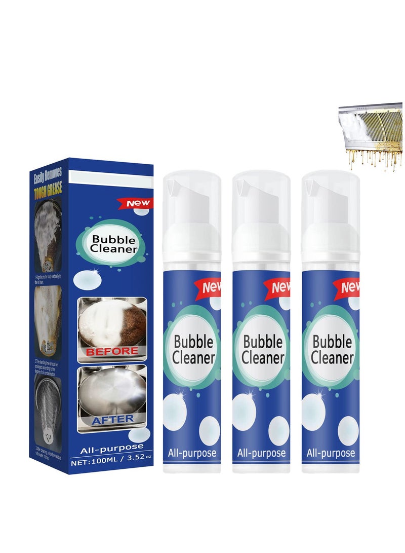 SYOSI Bubble Cleaner, 3Pcs Foaming Heavy Oil Stain Cleaner, 100ml Bottled All Purpose Bubble Cleaner Kitchen Deep Cleaning Spray, Grime Remover Bubble Spray for Range Hood, Oven, Pots, Grill, Sink - Image 1