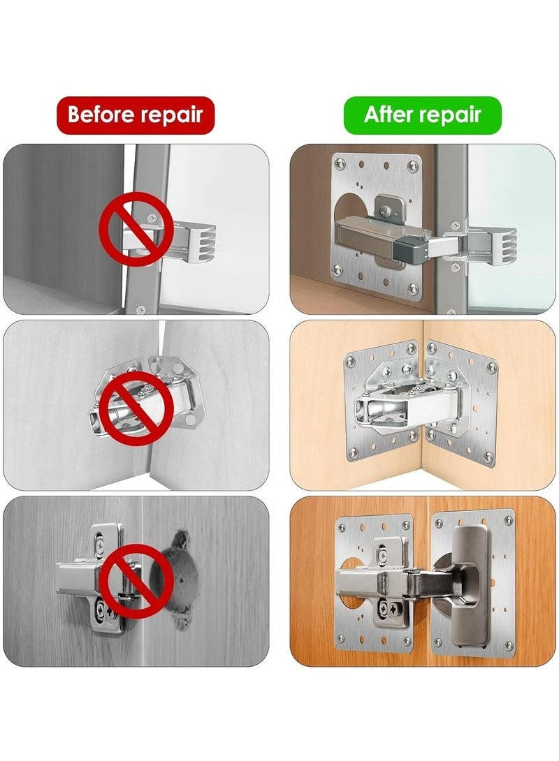 Hihonor 12PCS Cabinet Hinge Repair Plate, Stainless Steel Hinge Repair Brackets Kit with Fixing Screws, Cabinet Hinge Repair Plate for Kitchen Cupboard Door - Image 4