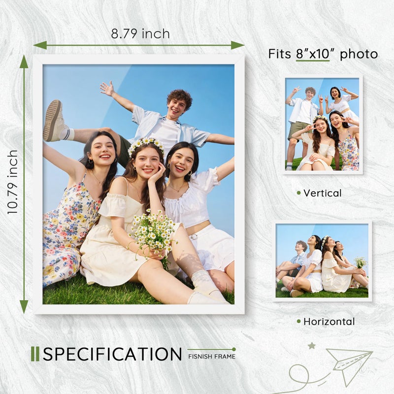 Fisnish 8x10 Picture Frame Set of 10, White Frames 8x10 for Tabletop Display, Horizontal or Vertical Wall Mounting - Image 3