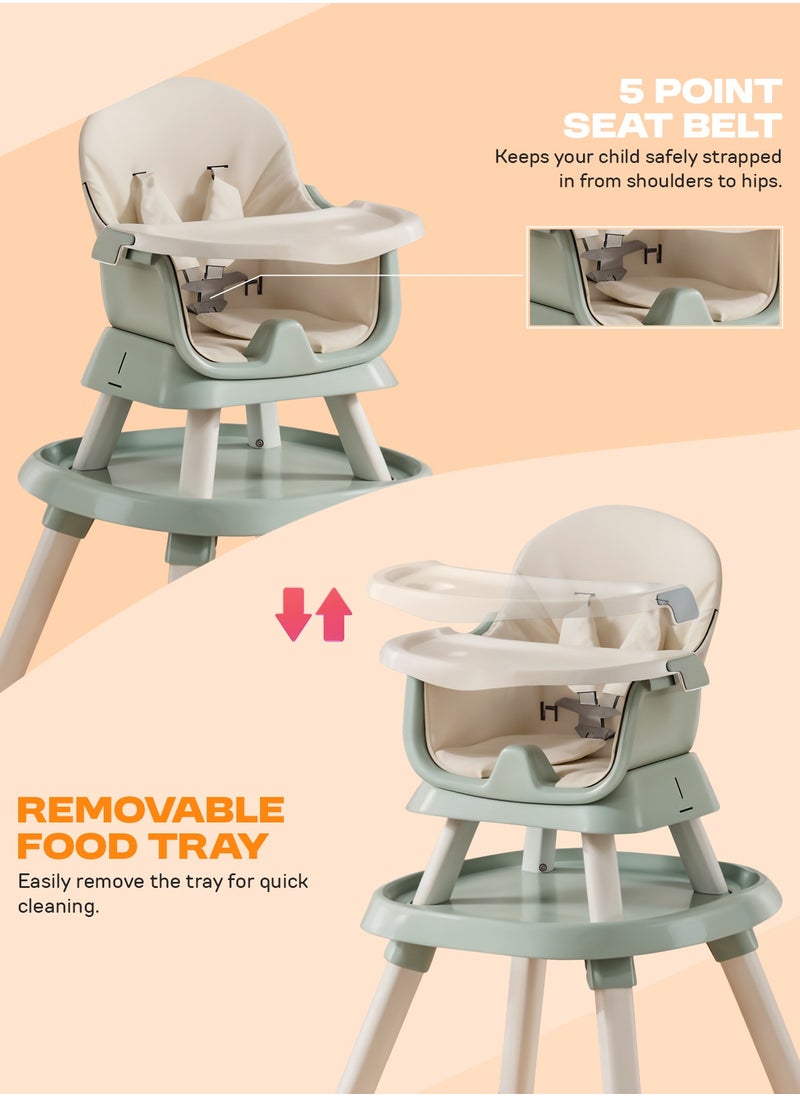 6 in 1 Convertible Baby High Chair for Kids, Baby Feeding with 2 Adjustable Heights, 5 Point Safety Belt And Tray, Kids High Chair for Baby 1 to 5 Years Green - pzsku/ZC0E99B71B1927A769A3FZ/45/_/1736946583/9b72f51f-4107-4e6d-a21d-88279d232acd