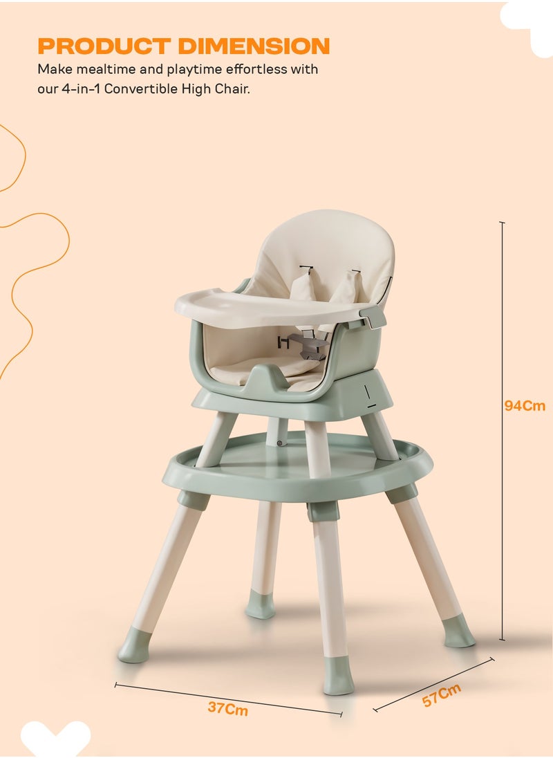 6 in 1 Convertible Baby High Chair for Kids, Baby Feeding with 2 Adjustable Heights, 5 Point Safety Belt And Tray, Kids High Chair for Baby 1 to 5 Years Green - pzsku/ZC0E99B71B1927A769A3FZ/45/_/1736946584/af840aa4-2c45-457d-ab01-1ad89a39e068