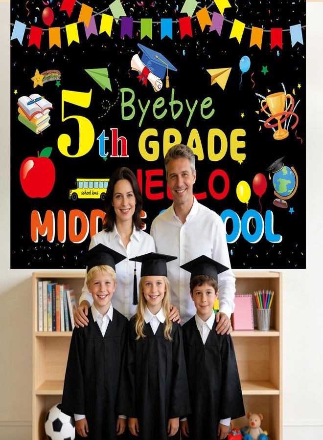 Purtarly 5th Grade Graduation Decorations 2026, Fifth Grade Graduation Banner, Byebye 5th Grade Hello Middle School, 5 Grade Graduation Banner Balloons, 2026 Grad Balloon Elementary Graduation Party Decor - Image 5