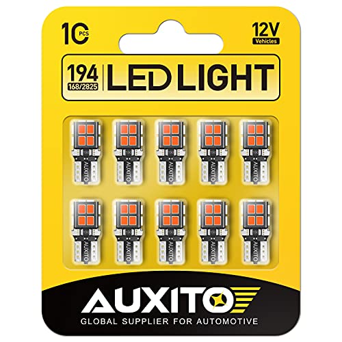 AUXITO مصباح LED AUXITO 194 أحمر 168 2825 W5W T10 ويدج بديل لمصابيح السيارة الداخلية، خريطة، باب، ضوء ترحيبي، ضوء لوحة الترخيص، عبوة من 10 قطع - Image 1