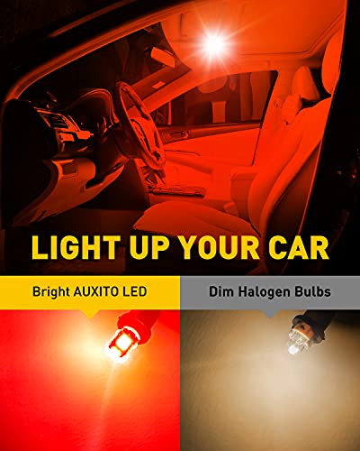 AUXITO مصباح LED AUXITO 194 أحمر 168 2825 W5W T10 ويدج بديل لمصابيح السيارة الداخلية، خريطة، باب، ضوء ترحيبي، ضوء لوحة الترخيص، عبوة من 10 قطع - Image 3