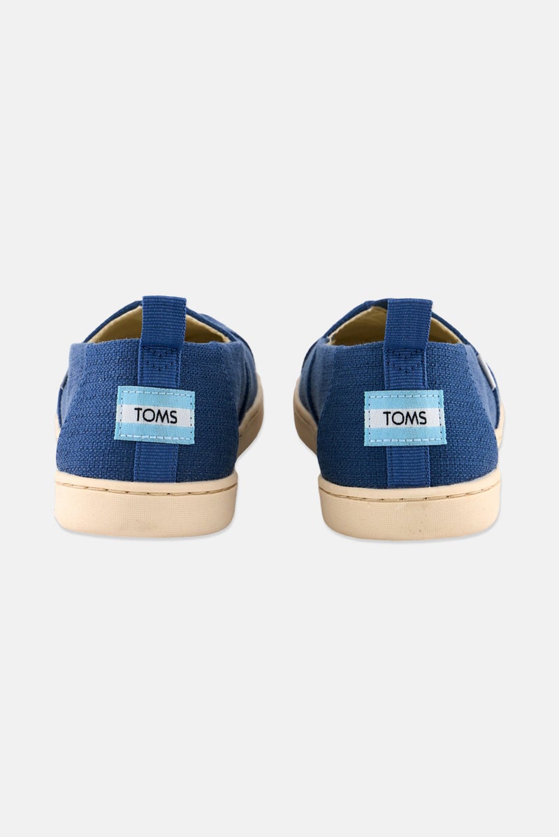 TOMS Kid Boy Tencel Slip On Casual Shoes, Blue/White - Image 4