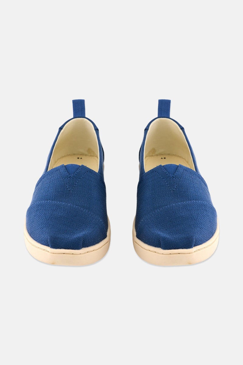 TOMS Kid Boy Tencel Slip On Casual Shoes, Blue/White - Image 3