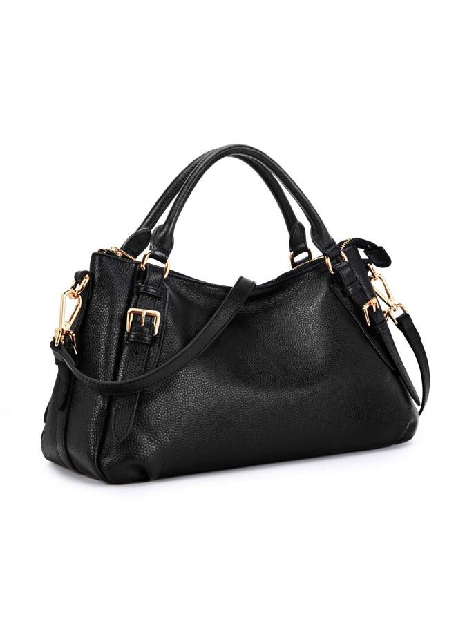 Kattee Women's Genuine Leather Hobo Shoulder Bag Black - Image 1