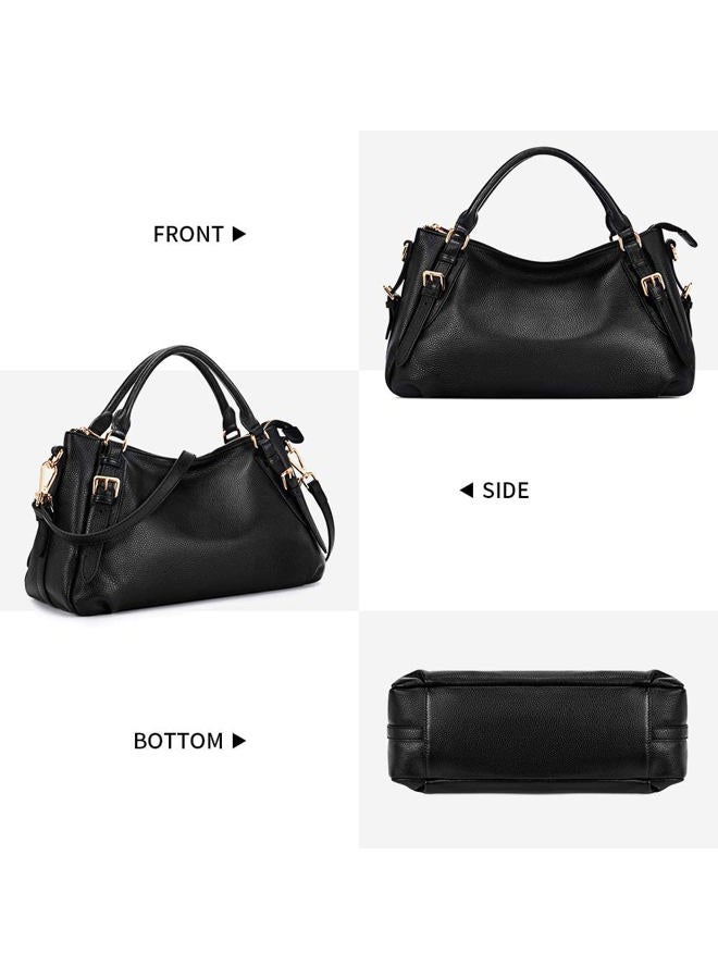 Kattee Women's Genuine Leather Hobo Shoulder Bag Black - Image 3