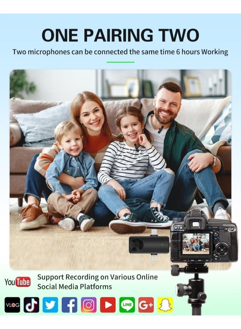 كرونايتي ميكروفون صغير للآيفون والأندرويد والكاميرا والآيباد (USB-C)، ميكروفون لافالير لاسلكي احترافي 4 في 1 للتسجيل والبث المباشر ويوتيوب وفيسبوك وتيك توك والفلوغ (قطعتان) - Image 2