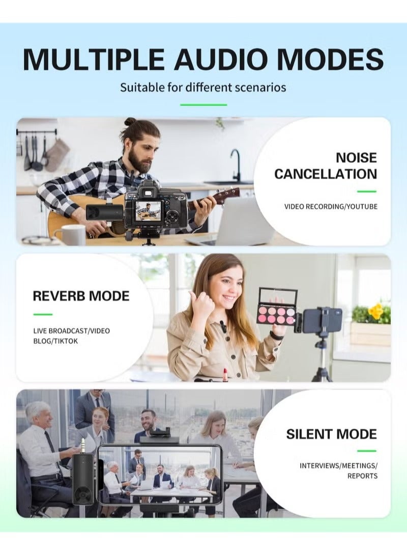 كرونايتي ميكروفون صغير للآيفون والأندرويد والكاميرا والآيباد (USB-C)، ميكروفون لافالير لاسلكي احترافي 4 في 1 للتسجيل والبث المباشر ويوتيوب وفيسبوك وتيك توك والفلوغ (قطعتان) - Image 5