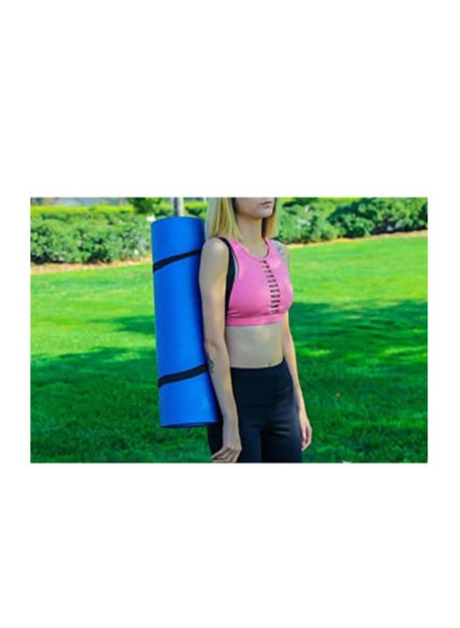10mm Thick Blue Yoga Mat with Strap Non-Slip Exercise Mat for Home Fitness Pilates Yoga Training - Image 5