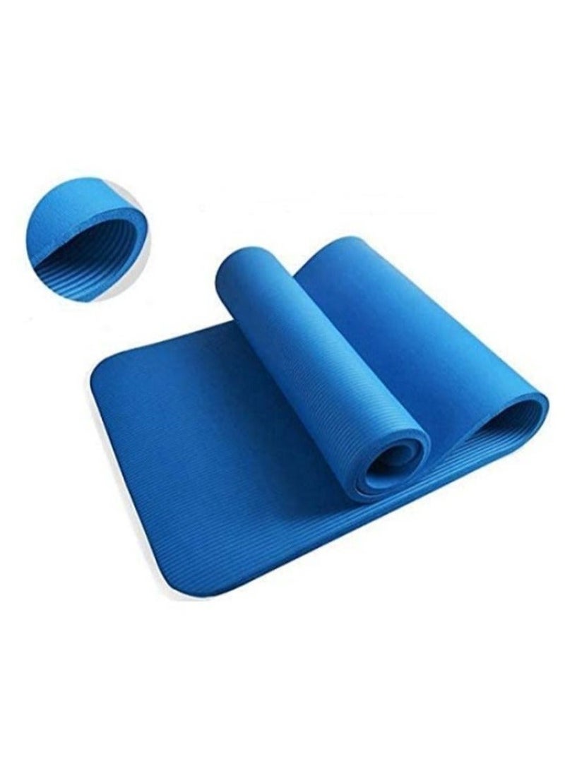 10mm Thick Blue Yoga Mat with Strap Non-Slip Exercise Mat for Home Fitness Pilates Yoga Training - Image 2