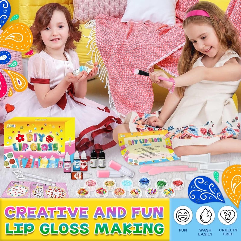 JCOOS Lip Gloss Making Kit, 73PCS Diy Lip Gloss Kit Fun Kids Lip Gloss Make Your Own Lip Gloss Kit Beginner Lip Gloss Set for Teens Gifts for Girls Lipgloss Sets for Girls Women Moisturizing Lip Gloss - Image 3