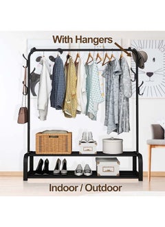Taimi Heavy Duty Closet Organizer Metal Garment Rack Shoes Storage Hanger Metal 110x35x146cm black  - Image 3