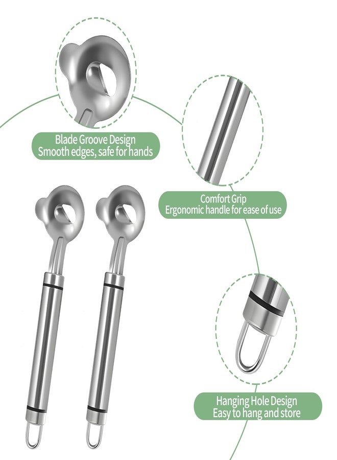 Creztail 2 PCS Cactus Peeler Tool - Cactus Peeling Spoon, Pelador de Nopales, Multi-Function Nopal Cactus Cutter, Stainless Steel Nopales Peeler with Groove Edge for Peeling Nopales and Noodle - Image 3