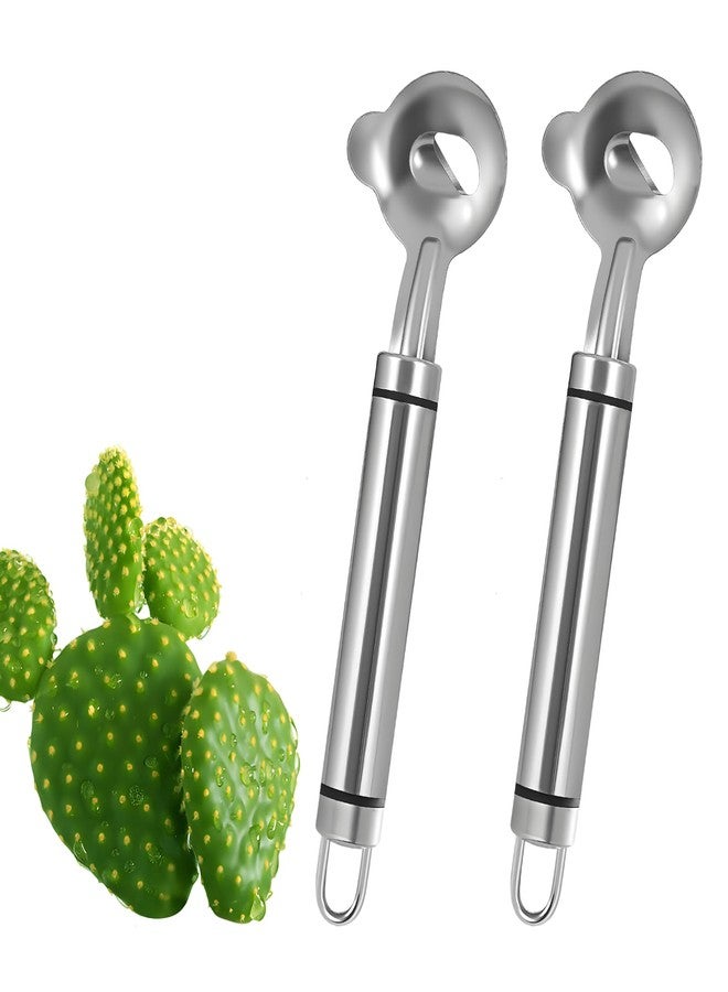 Creztail 2 PCS Cactus Peeler Tool - Cactus Peeling Spoon, Pelador de Nopales, Multi-Function Nopal Cactus Cutter, Stainless Steel Nopales Peeler with Groove Edge for Peeling Nopales and Noodle - Image 1