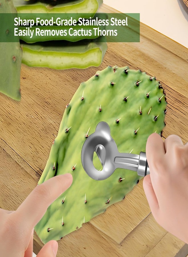 Creztail 2 PCS Cactus Peeler Tool - Cactus Peeling Spoon, Pelador de Nopales, Multi-Function Nopal Cactus Cutter, Stainless Steel Nopales Peeler with Groove Edge for Peeling Nopales and Noodle - Image 4