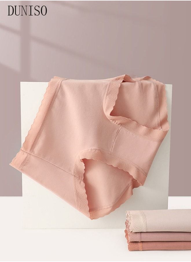 DUNISO - 4PC Women's Briefs Ladies Girl's High-waist Cotton Underwear High Stretch Panties Soft Underpants Underwear Full Coverage Panties Multicolor - Image 1