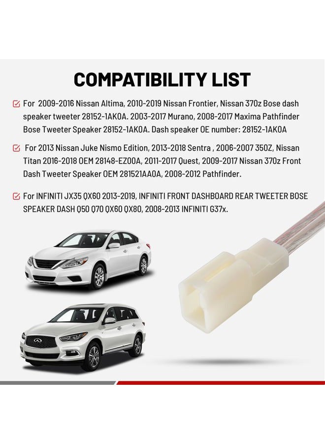 RED WOLF سلك توصيل مكبر الصوت التويتر للسيارة لسيارات نيسان ألتيما 2009-2016، نيسان فرونتير 2010-2019، إنفينيتي JX35 QX60 2013-2019، مقبس سلك الصوت بعد البيع لعدادات الصوت 2 قطعة - Image 2