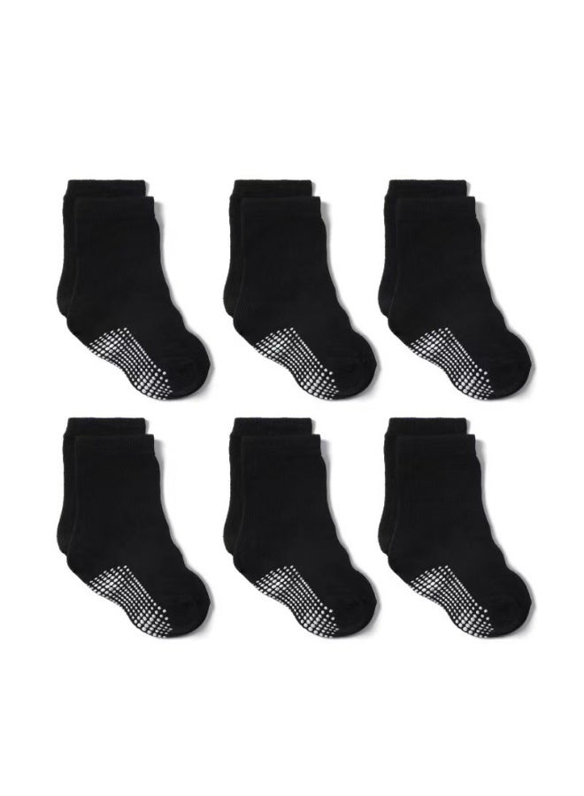 6 Pairs Of Cotton Non-Slip Striped Baby Socks for Babies Toddlers and Kids