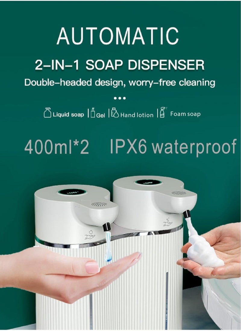ماركة غير محددة Automatic Soap Dispenser Wall Mounted, Touchless Double Head Foaming+Liquid Soap Dispenser, Rechargeable Automatic Foaming Soap Dispenser, 4 Gears Adjustable, 2x14Oz, for Commercial u0026 Household  - Image 2