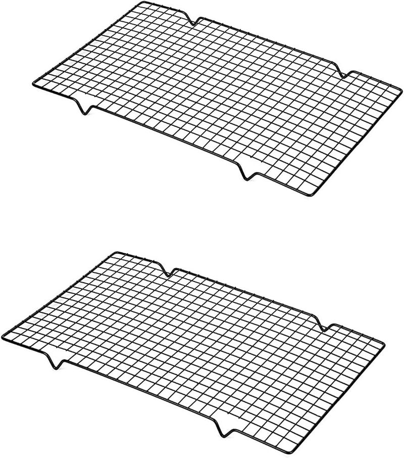 Tazweeq رف تبريد من Tazweeq، عدد 2 قطعة، مثالي للطهي والخبز، أبعاده 40 × 25 × 2 سم، مصنوع من سلك متين، يناسب صينية خبز مقاس نصف لوحة (لون أسود). - Image 1