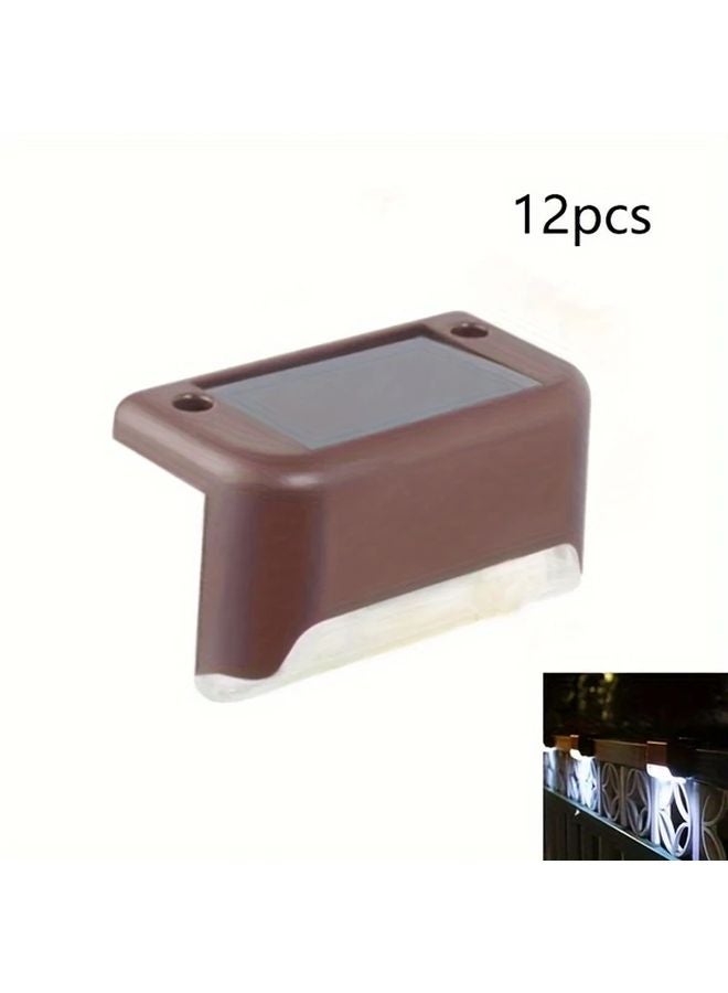 مصابيح براون الشمسية للأسطح 12 قطعة إضاءة خارجية لاسلكية للحدائق تعمل بالمستشعر - Image 1