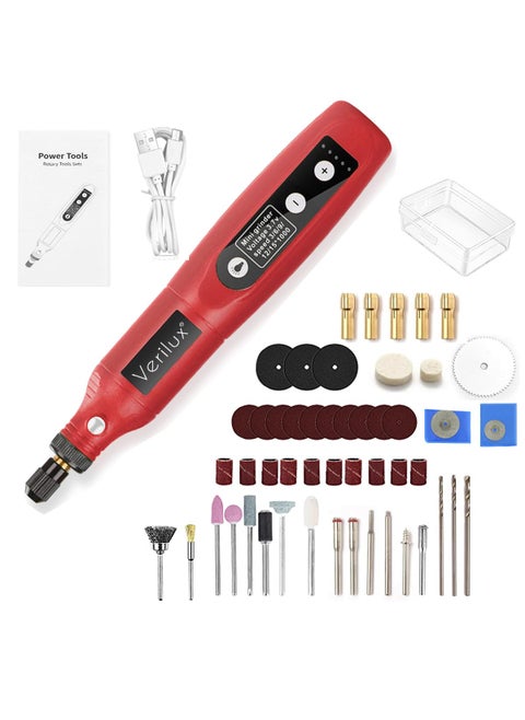 Verilux® Mini Drill Machine, Cordless Rotary Tool Kit, DIY Drilling Electric Tool Polishing Machine, Mini Drill Engraving Machine, 3.7V Grinder with 5 Variable Speed for Polishing Cleaning Engraving