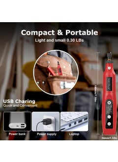 Verilux Verilux® Mini Drill Machine, Cordless Rotary Tool Kit, DIY Drilling Electric Tool Polishing Machine, Mini Drill Engraving Machine, 3.7V Grinder with 5 Variable Speed for Polishing Cleaning Engraving  - Image 5
