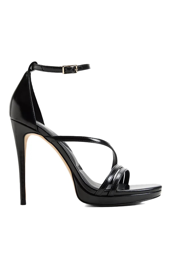 Odella Ladies Black Heeled Sandals