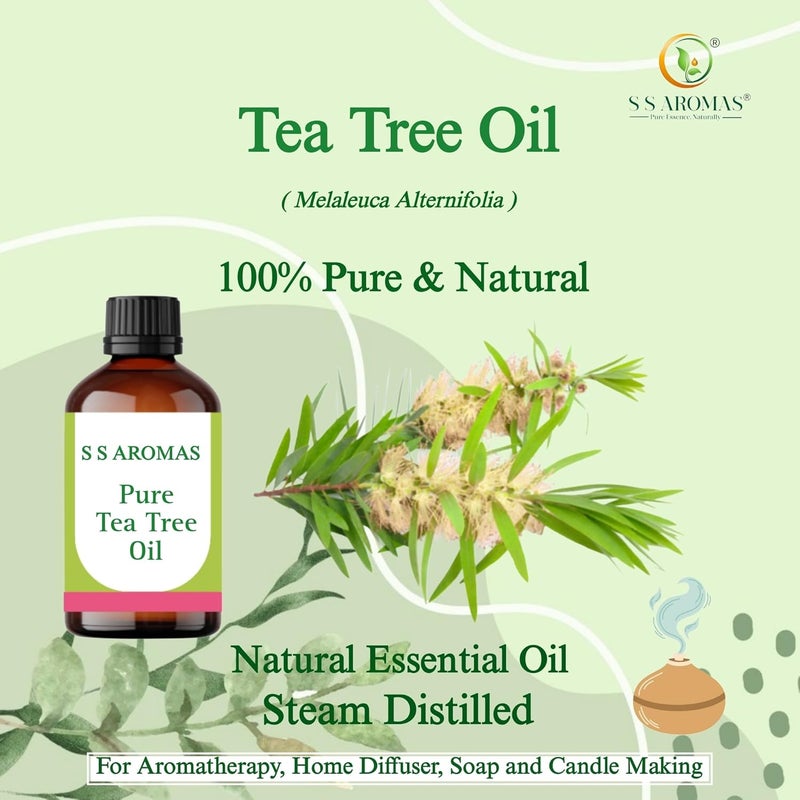 S S AROMAS S S AROMAS Pure Tea Tree Oil 100 Natural Undiluted Therapeutic Grade Essential Oil for Hair Skin and Face care Home Diffuser Aromatherapy Scalp Body Massage Soap and Candle Making 50 ML - Image 3