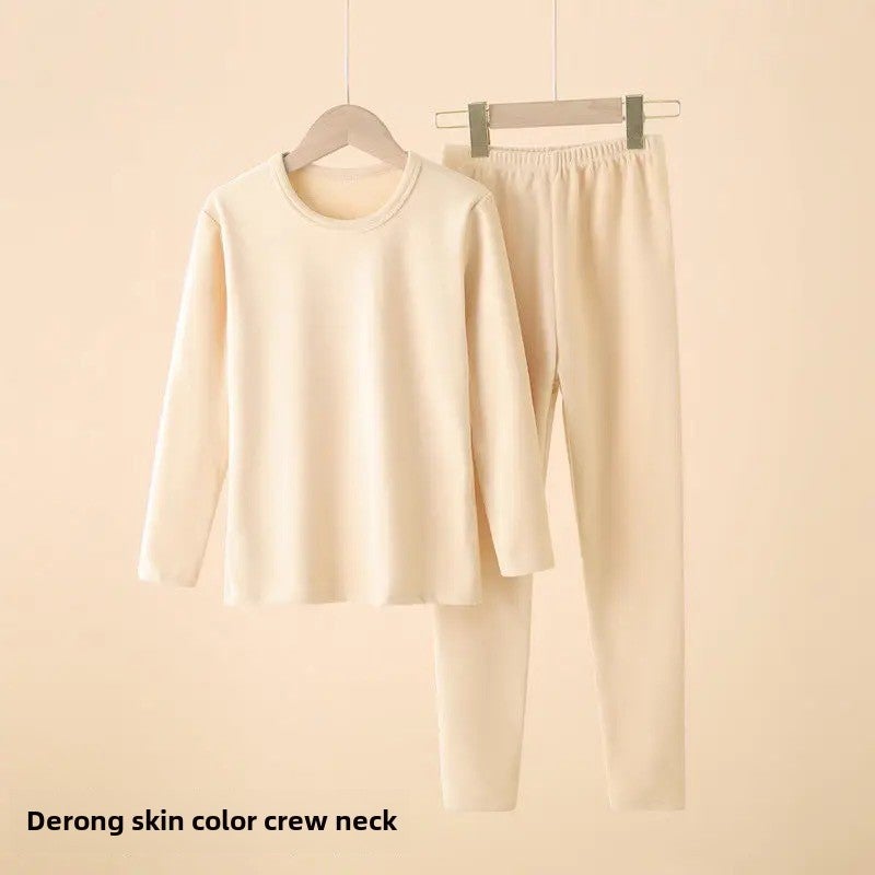 Chaolun cloth mens spring and autumn and winter de velvet double-sided self-heating thermal underwear suit base shirt cross-border wholesale Khakis crew neck set 