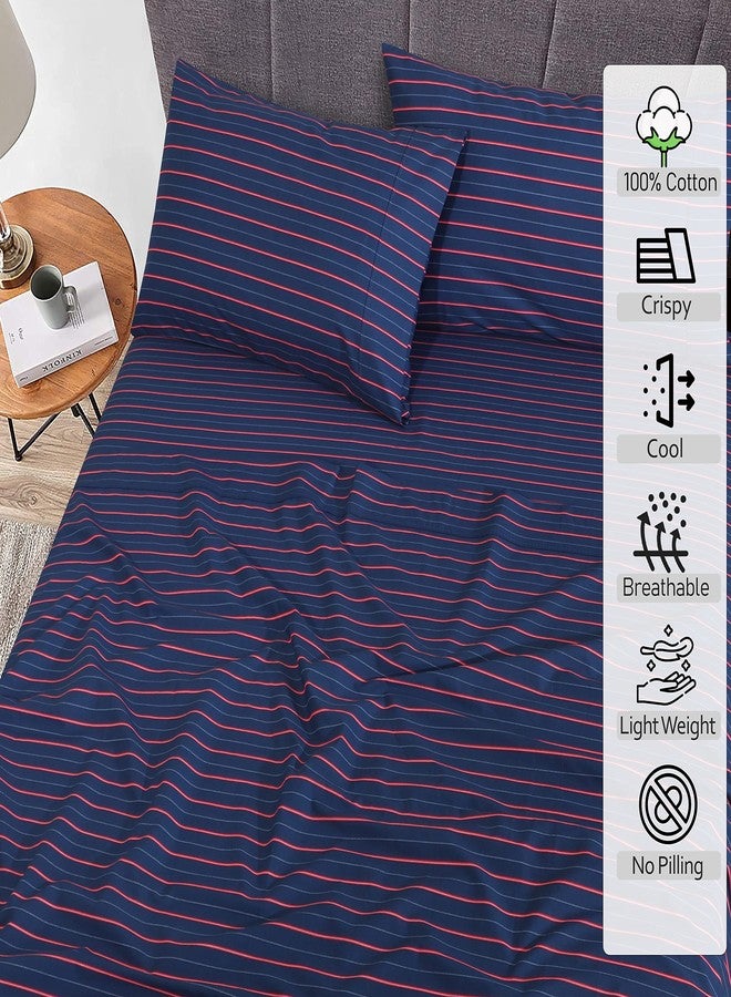 RUVANTI 100% Cotton Full Size Bed Sheets, 4 Pieces, Soft & Breathable Percale Weave Bedding, Deep Pocket 16", Hotel Standard, Crisp Cool Feel, Durable, Perfect Sheet Set Striped, Nautical - Image 2