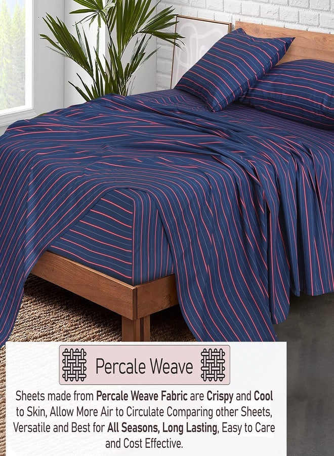 RUVANTI 100% Cotton Full Size Bed Sheets, 4 Pieces, Soft & Breathable Percale Weave Bedding, Deep Pocket 16", Hotel Standard, Crisp Cool Feel, Durable, Perfect Sheet Set Striped, Nautical - Image 3