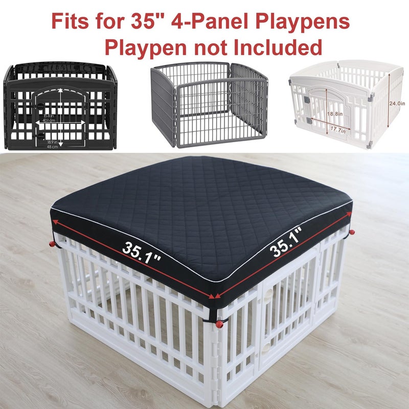 LAOZZ Dog Pen Cover Dog Playpen Cover for Pets,Provide Shade and Security for Indoor Outdoor Dog Pen,Pet Playpen Cover Fits 35 inch Playpen 4-Panels (Playpen Not Included!!!) - Image 2